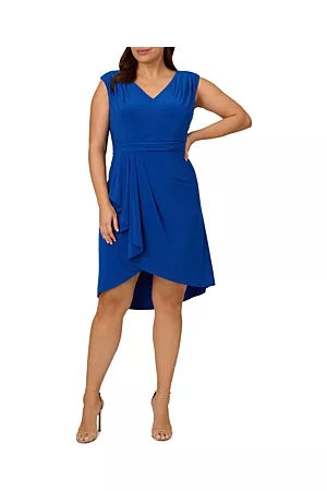 Adrianna Papell Women Asymmetrical Dresses - Draped Asymmetric Jersey Dress
