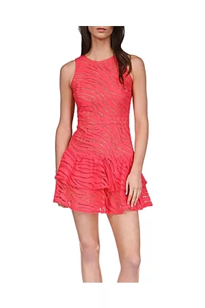 Michael Kors Women Sleeveless Dresses - Cotton Sleeveless Eyelet Ruffle Dress