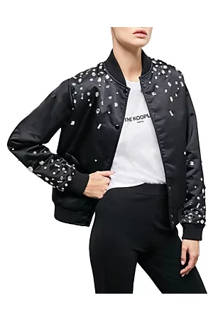 The Kooples Women Bomber Jackets - Rhinestone Bomber Jacket