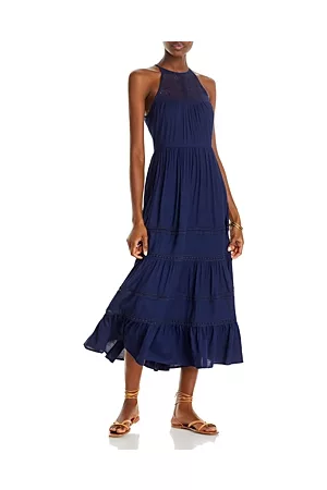Aqua Women Midi Dresses - Sleeveless Lace Trim Midi Dress