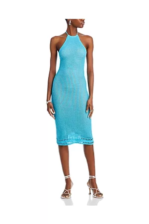 Aqua Women Halter Neck Dresses - Crochet Halter Midi Dress