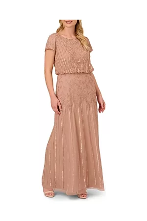 Adrianna Papell Women Evening Dresses - Short Sleeve Beaded Gown