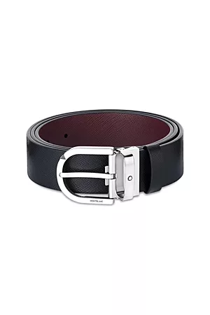 Montblanc Men Belts - Men's Horseshoe Buckle Reversible Leather Belt