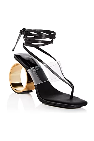 Jeffrey Campbell Women Heeled Sandals - Women's Nonagon Circle Ankle Tie High Heel Sandals