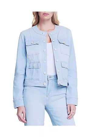 L'Agence Women Denim Jackets - Yari Collarless Denim Jacket