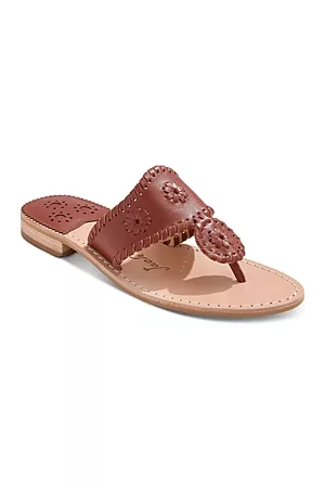Jack Rogers Women Thong Sandals - Women's Jacks Whipstitch Slip On Thong Slide Sandals