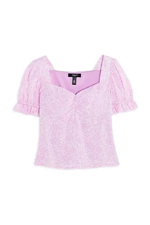 Aqua Girls Tops - Girls' Puff Sleeve Top, Big Kid