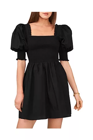 1. STATE Women Puff Sleeve & Puff Shoulder Dresses - Square Neck Cotton Puff Sleeve Dress