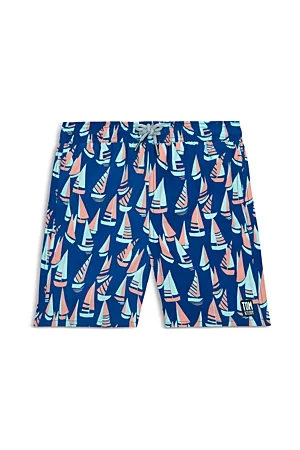 Tom & Teddy Boys Swim Shorts - Boys' Sailboat Print Swim Trunks