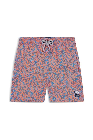 Tom & Teddy Boys Swim Shorts - Boys' Coral Print Swim Trunks