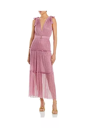Sabina Musayev Women Midi Dresses - Helena Pleated Metallic Prairie Midi Dress