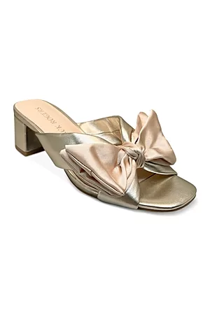 Jack Rogers Women Heeled Sandals - Women's Debra Mid Heel Bow Slide Sandals