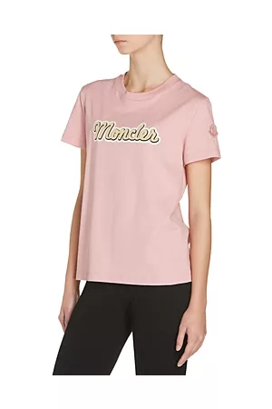 Moncler Women Short Sleeved T-Shirts - Cotton Short Sleeve Logo Tee
