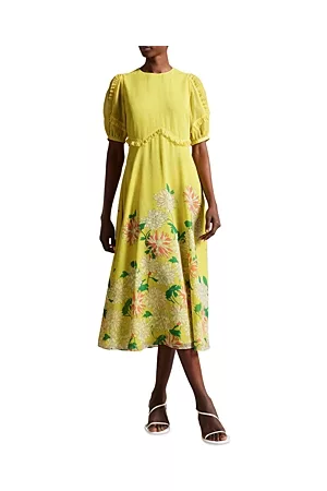 Ted Baker Women Puff Sleeve & Puff Shoulder Dresses - Carinnn Puff Sleeve Midi Tea Dress