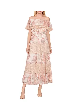 Vince Camuto Women Strapless Dresses - Printed Off The Shoulder Dress
