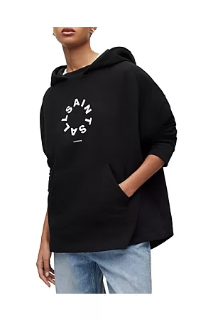 AllSaints Women's Flutter Pippa Butterfly Graphic Hoodie, Black, Size: L