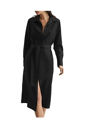 Reiss Navy Nico Silk Shirt Dress