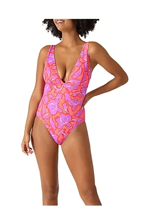 Tommy Bahama Black Tampa Bay Buccaneers Pearl Clara Wrap One-Piece Swimsuit