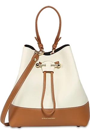 Womens Lana Midi Bucket Bag - Leather Bucket Bag Tan / Green