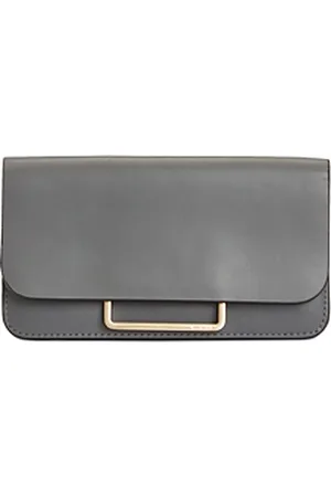 Monique Leather Wallet Bag Belt Slate Grey