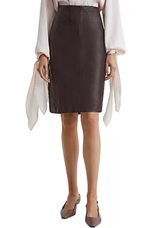 Annalise A Line Leather Skirt