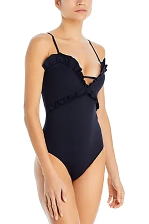 EVARAE Pavana Color Block Ruffle Bandeau One Piece Swimsuit