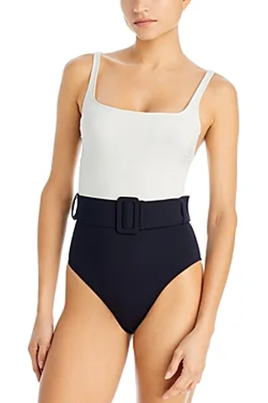 EVARAE Pavana Color Block Ruffle Bandeau One Piece Swimsuit