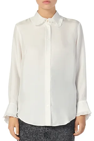 Sandro Taina Ruffled Silk Blouse