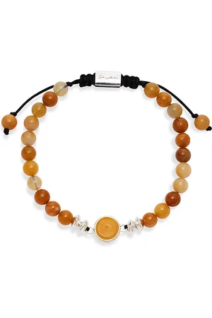 Jan Leslie Jade & Sterling Silver Beaded Medallion Bracelet