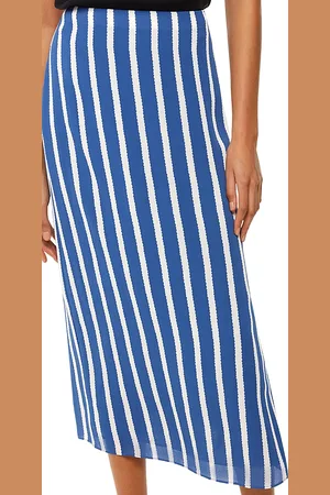 Whistles Crinkle Stripe Midi Skirt