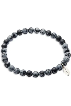 Jan Leslie Matte Snowflake Obsidian Beaded Bracelet