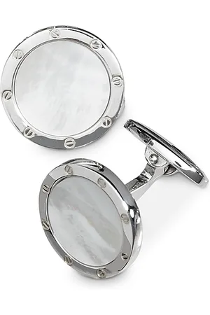 Jan Leslie Sterling and Mother-of-Pearl Rivet Detail Cufflinks
