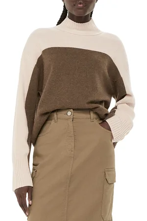 Whistles Wool Color Blocked Turtleneck Sweater