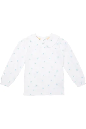 Dotty Dungarees Girls Print Peter Pan Collar Top