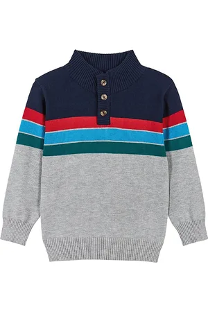 Andy & Evan Unisex Colorblocked Half Button-Up Neck Sweater
