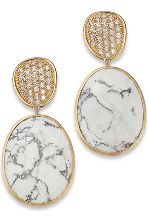 Marco Bicego 18K Yellow Gold Lunaria Howlite & Diamond Drop Earrings