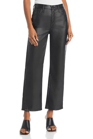 Mother The Rambler High Rise Faux Leather Straight Leg Jeans