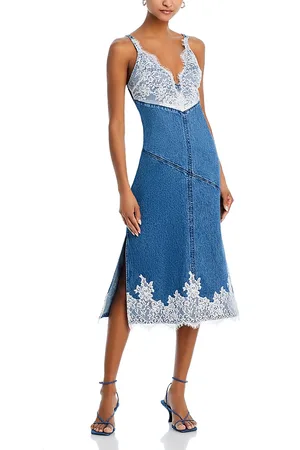 3.1 Phillip Lim Lace Trim Denim Midi Dress
