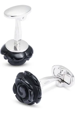 Jan Leslie Hand Carved Rose Onyx & Sterling Silver Cufflinks