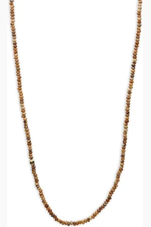 John Varvatos Brass Skull Jasper Convertible Necklace, 24