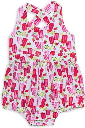 Worthy Threads Girls Cross Back Bubble Romper in Popsicles