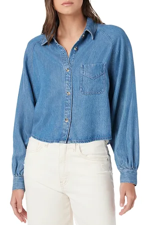 Hudson Button Front Cropped Denim Shirt