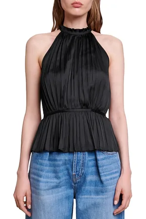 Maje Leville Pleated Halter Top