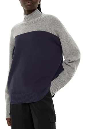 Whistles Wool Color Blocked Turtleneck Sweater