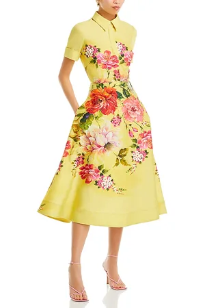 Teri Jon by Rickie Freeman Bold Floral Print Shirt Midi Dress