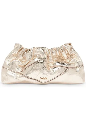 Ba & sh Ruched Metallic Leather Clutch