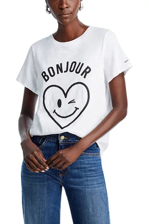 Cinq A Sept Cotton Bonjour Smiling Heart Tee