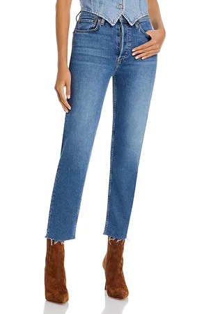 RE/DONE Stove Pipe High Rise Straight Jeans in Mid 70s