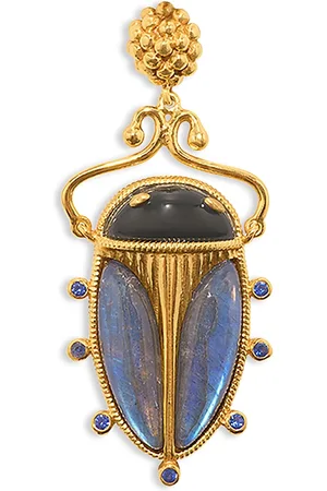 Capucine De Wulf Scarab Labradorite & Agate Pendant in 18K Gold Plated