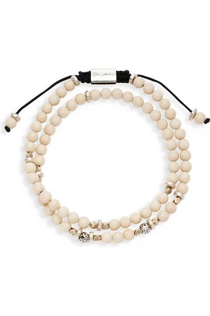 Jan Leslie Bone & Sterling Silver Beaded Wrap Bracelet
